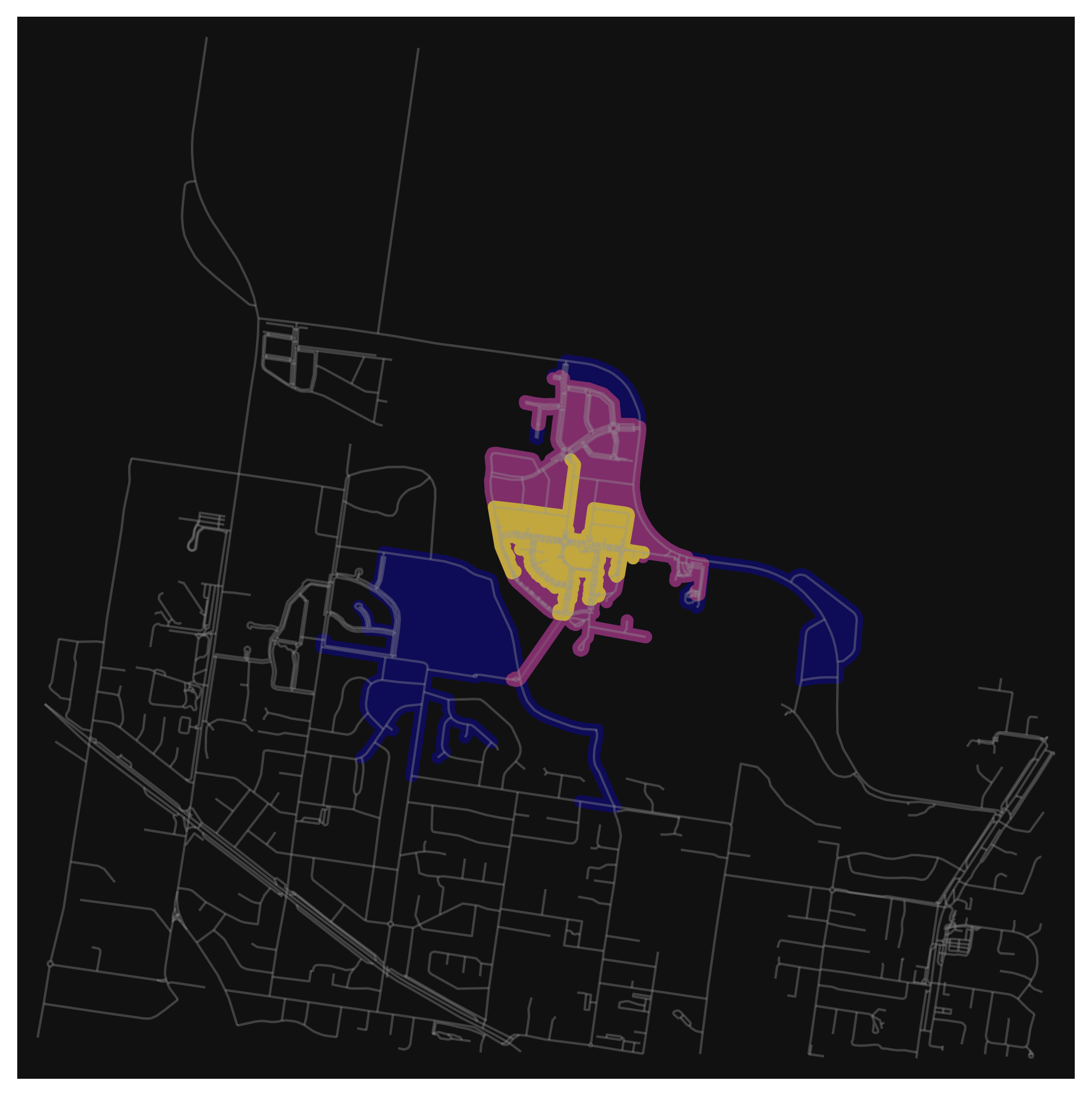 Walking catchment after road construction