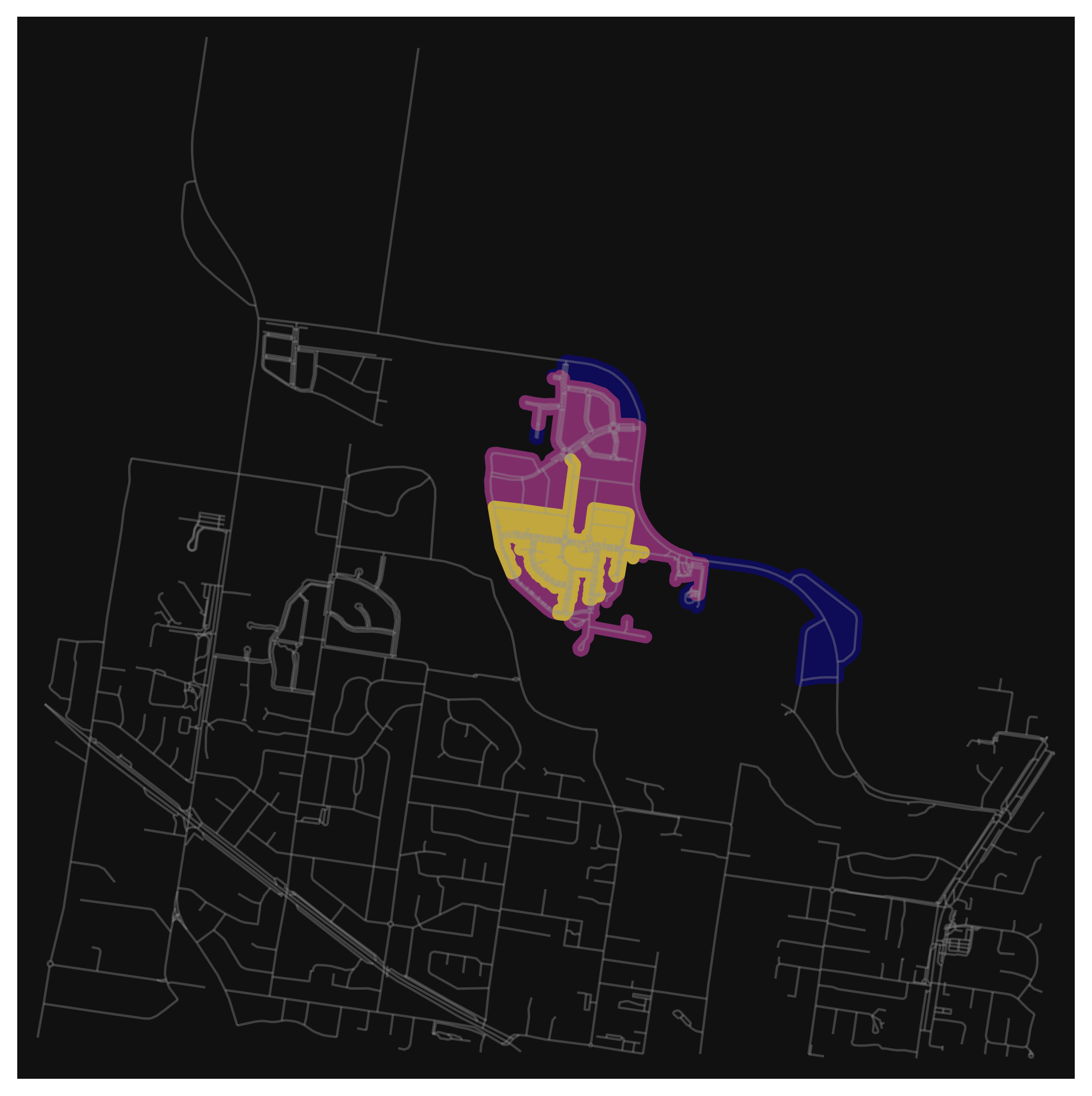 Walking catchment before road construction